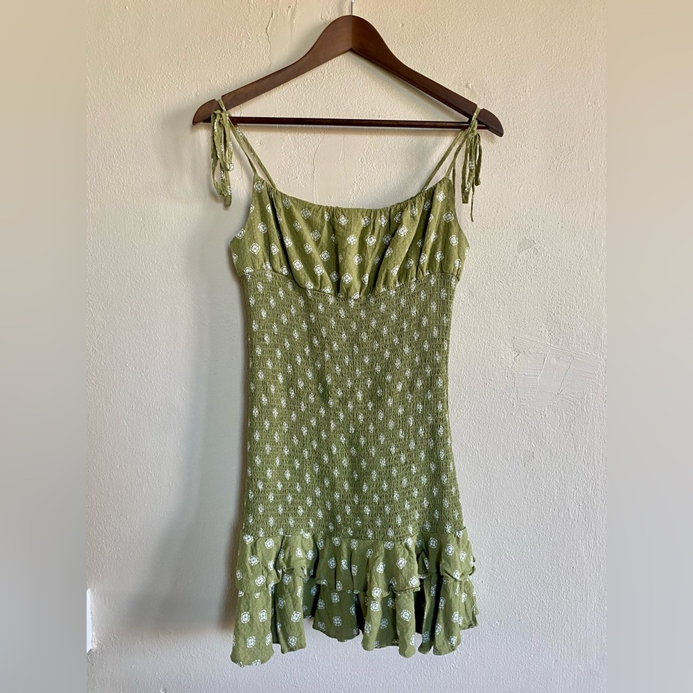 Forever 21 Green Mini Sundress with Tie Straps
